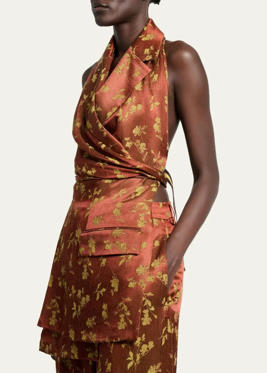 Dries Van Noten Floral Jacquard Sleeveless Wrap Top | Thumbnail 4 Dries Van Noten Floral Jacquard Sleeveless Wrap Top | Thumbnail 4