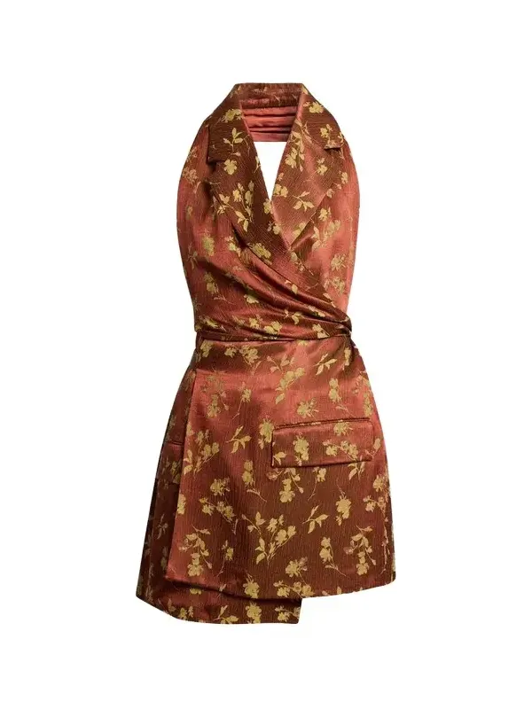 Floral Jacquard Sleeveless Wrap Top