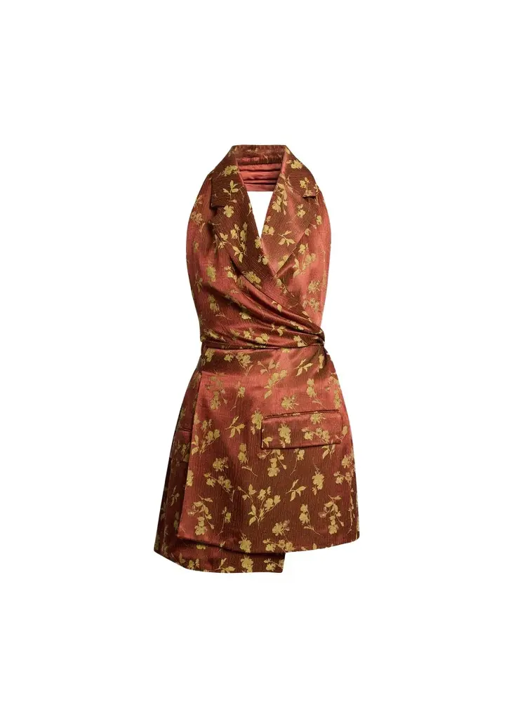 Floral Jacquard Sleeveless Wrap Top Floral Jacquard Sleeveless Wrap Top