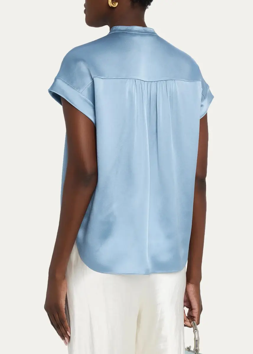 Vince Gathered Cap-Sleeve Silk Top | Thumbnail 11 Vince Gathered Cap-Sleeve Silk Top | Thumbnail 11
