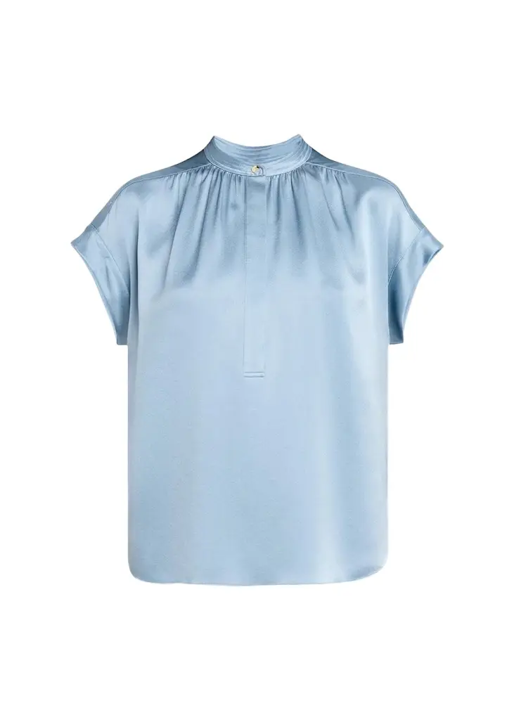 Gathered Cap-Sleeve Silk Top Gathered Cap-Sleeve Silk Top