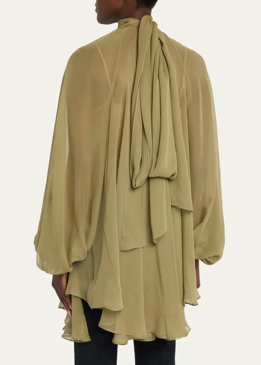 PRABAL GURUNG Silk Georgette Oversized Trapeze Blouse | Thumbnail 3