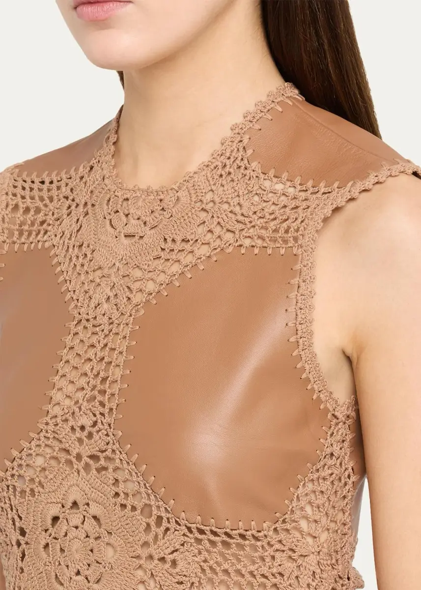 Ulla Johnson Livia Sleeveless Crochet Leather Top | Thumbnail 5