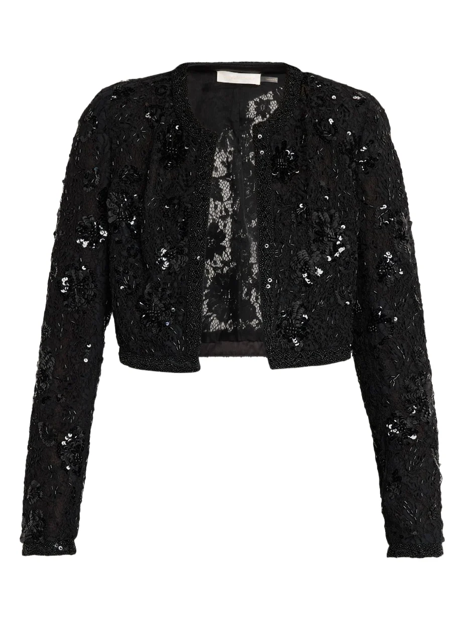 LoveShackFancy Eloweth Sequined Cropped Jacket