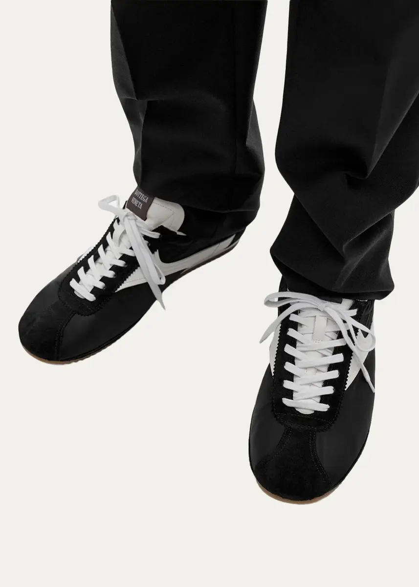 Bottega Veneta Men's Shot Nylon and Leather T-Toe Sneakers | Thumbnail 2 Bottega Veneta Men's Shot Nylon and Leather T-Toe Sneakers | Thumbnail 2