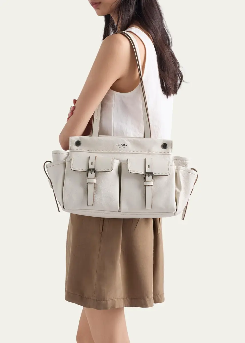 Prada Route Medium Leather Tote Bag | Thumbnail 2 Prada Route Medium Leather Tote Bag | Thumbnail 2