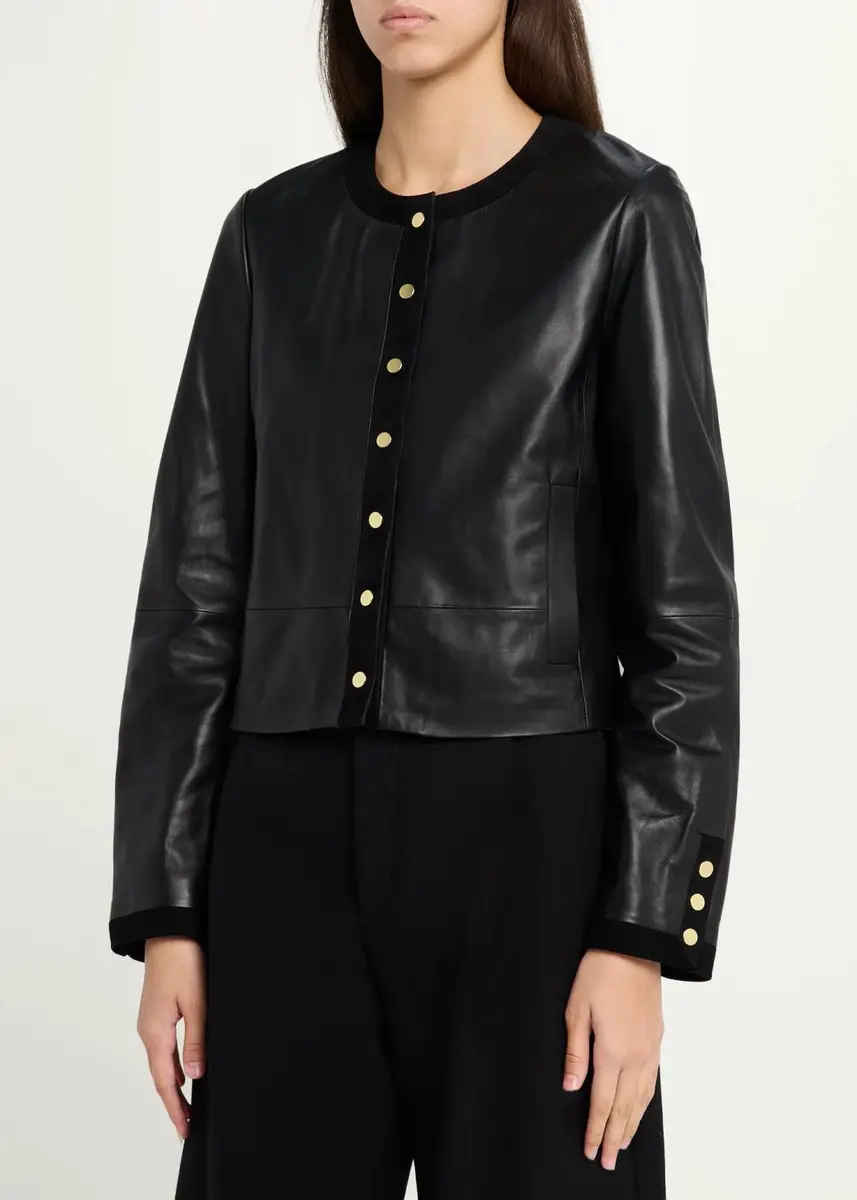 Vince Leather Boxy Crop Jacket | Thumbnail 4 Vince Leather Boxy Crop Jacket | Thumbnail 4