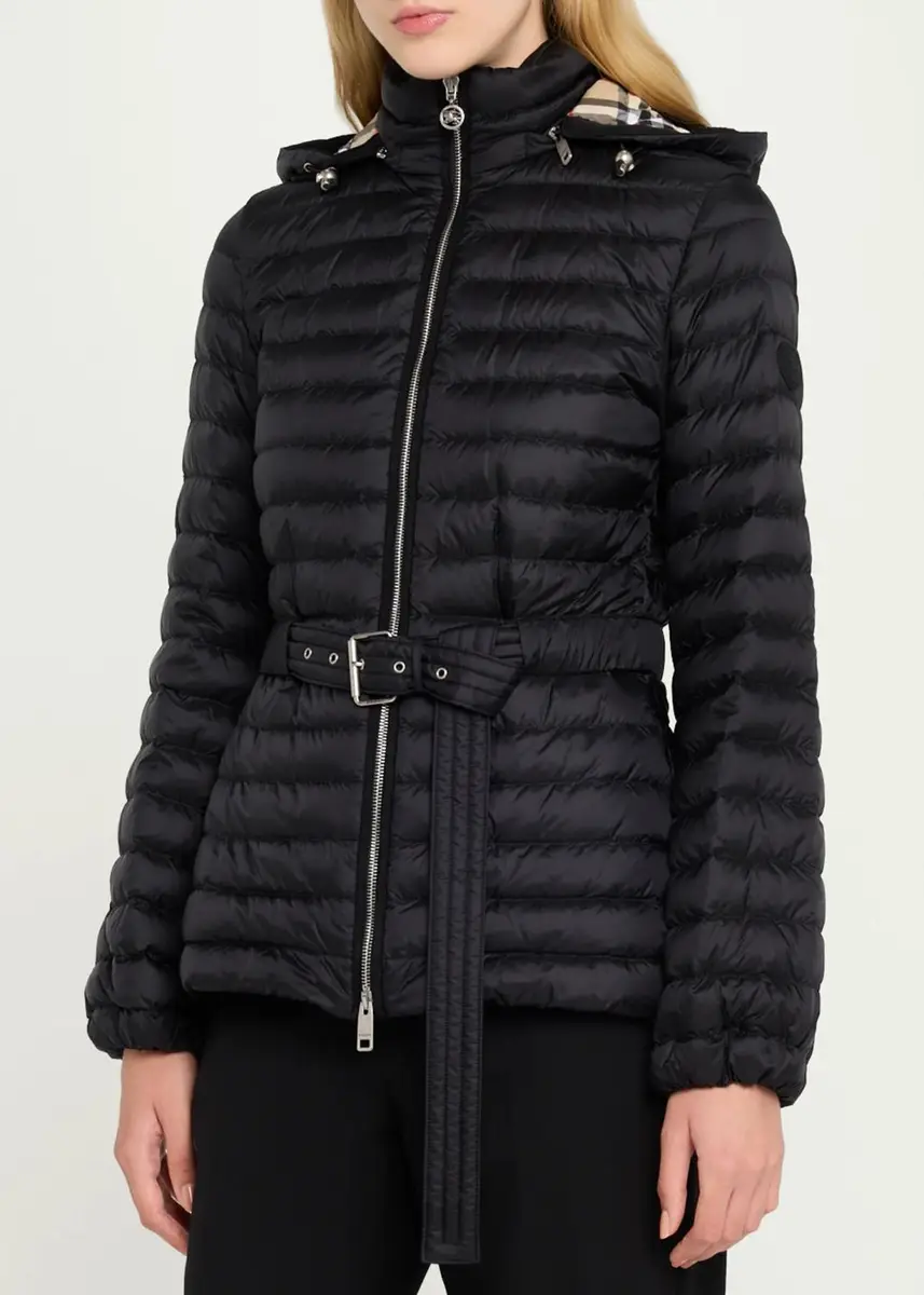 Burberry Amberley Belted Nylon Puffer Jacket with Detachable Collar | Thumbnail 4