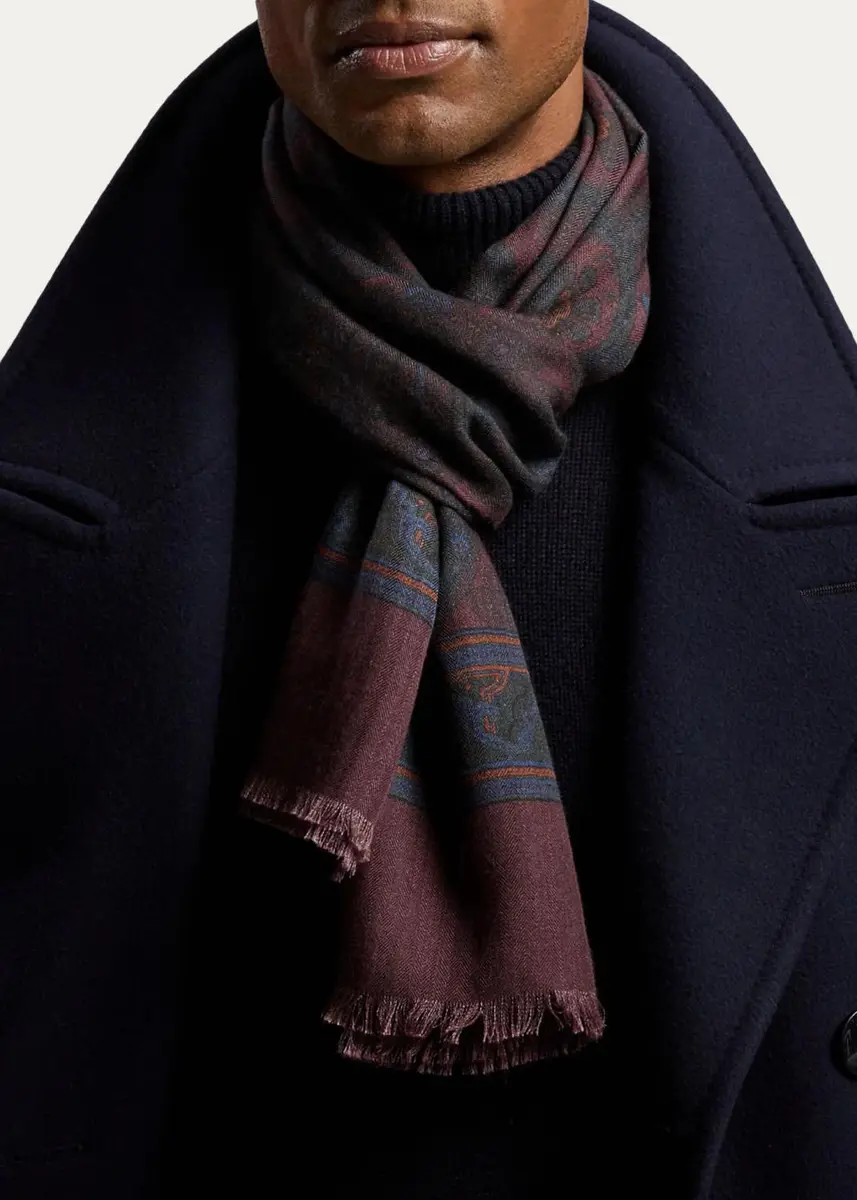 Ralph Lauren Purple Label Men's Paisley Cashmere-Silk Scarf | Thumbnail 3 Ralph Lauren Purple Label Men's Paisley Cashmere-Silk Scarf | Thumbnail 3