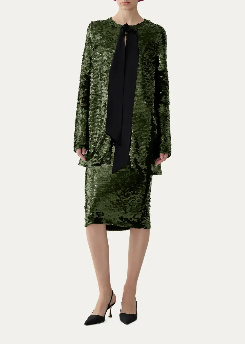 Carolina Herrera Sequin Embellished Long Cardigan | Thumbnail 2