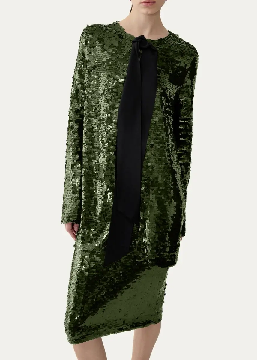 Carolina Herrera Sequin Embellished Long Cardigan | Thumbnail 4