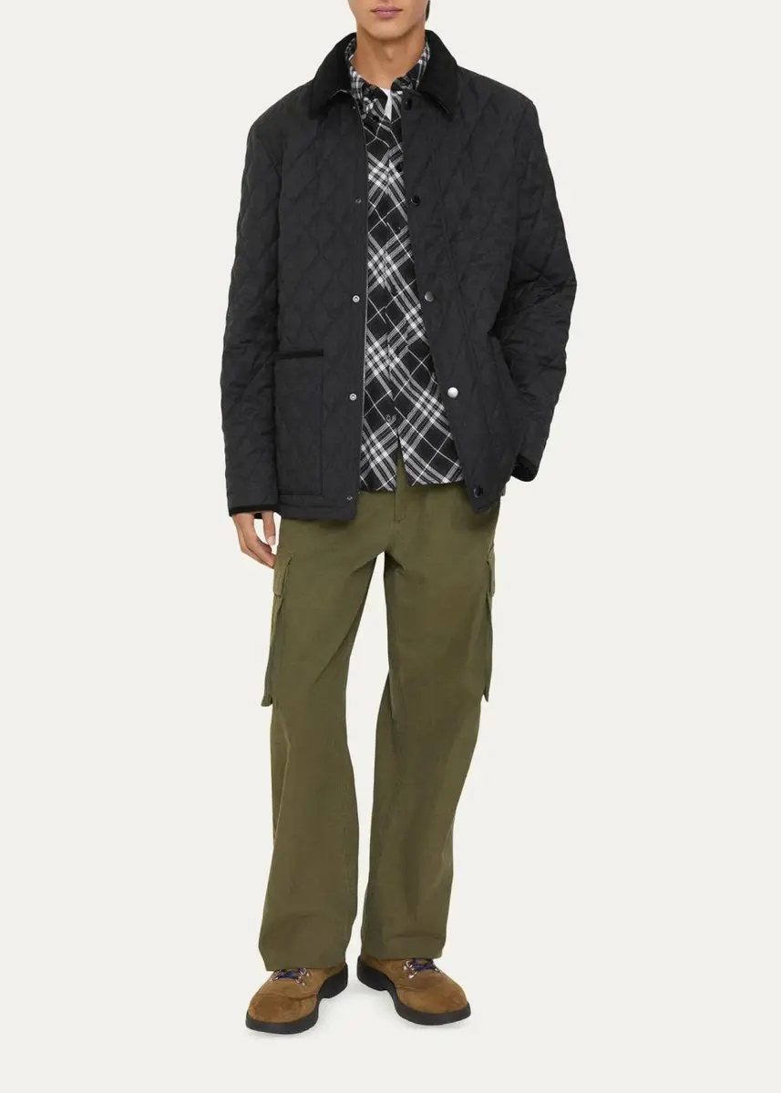 Burberry Men's Haddington Check-Lined Quilted Nylon Jacket | Thumbnail 2