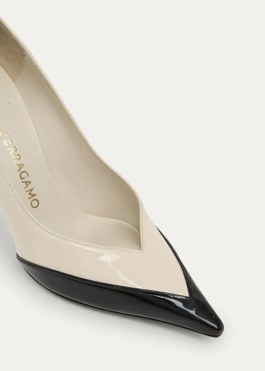 Ferragamo Varina 90MM Two-Tone Patent Leather Pumps | Thumbnail 5 Ferragamo Varina 90MM Two-Tone Patent Leather Pumps | Thumbnail 5