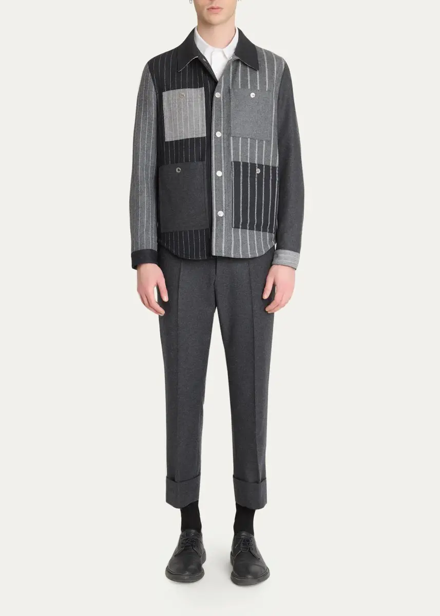 Thom Browne Men's Funmix Utility Patch-Pocket Shirt Jacket | Thumbnail 2 Thom Browne Men's Funmix Utility Patch-Pocket Shirt Jacket | Thumbnail 2