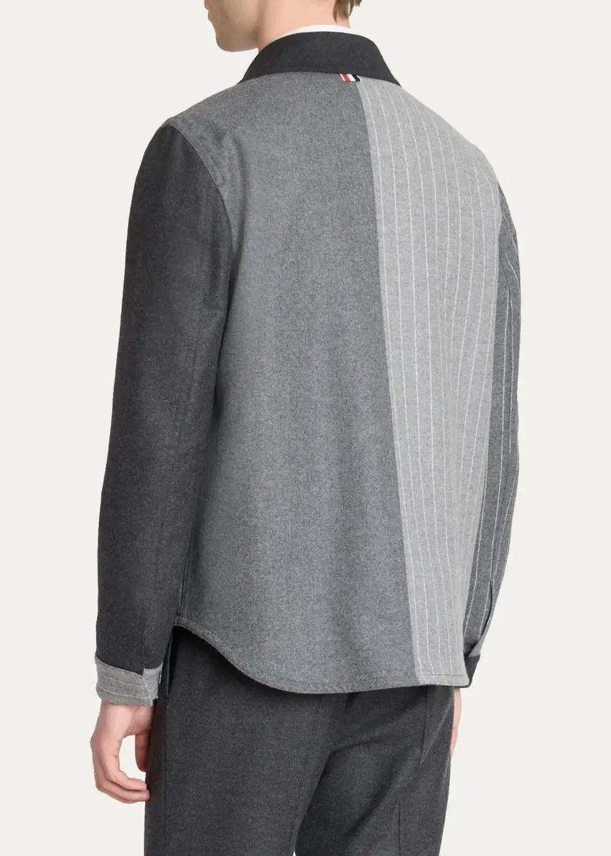 Thom Browne Men's Funmix Utility Patch-Pocket Shirt Jacket | Thumbnail 3 Thom Browne Men's Funmix Utility Patch-Pocket Shirt Jacket | Thumbnail 3