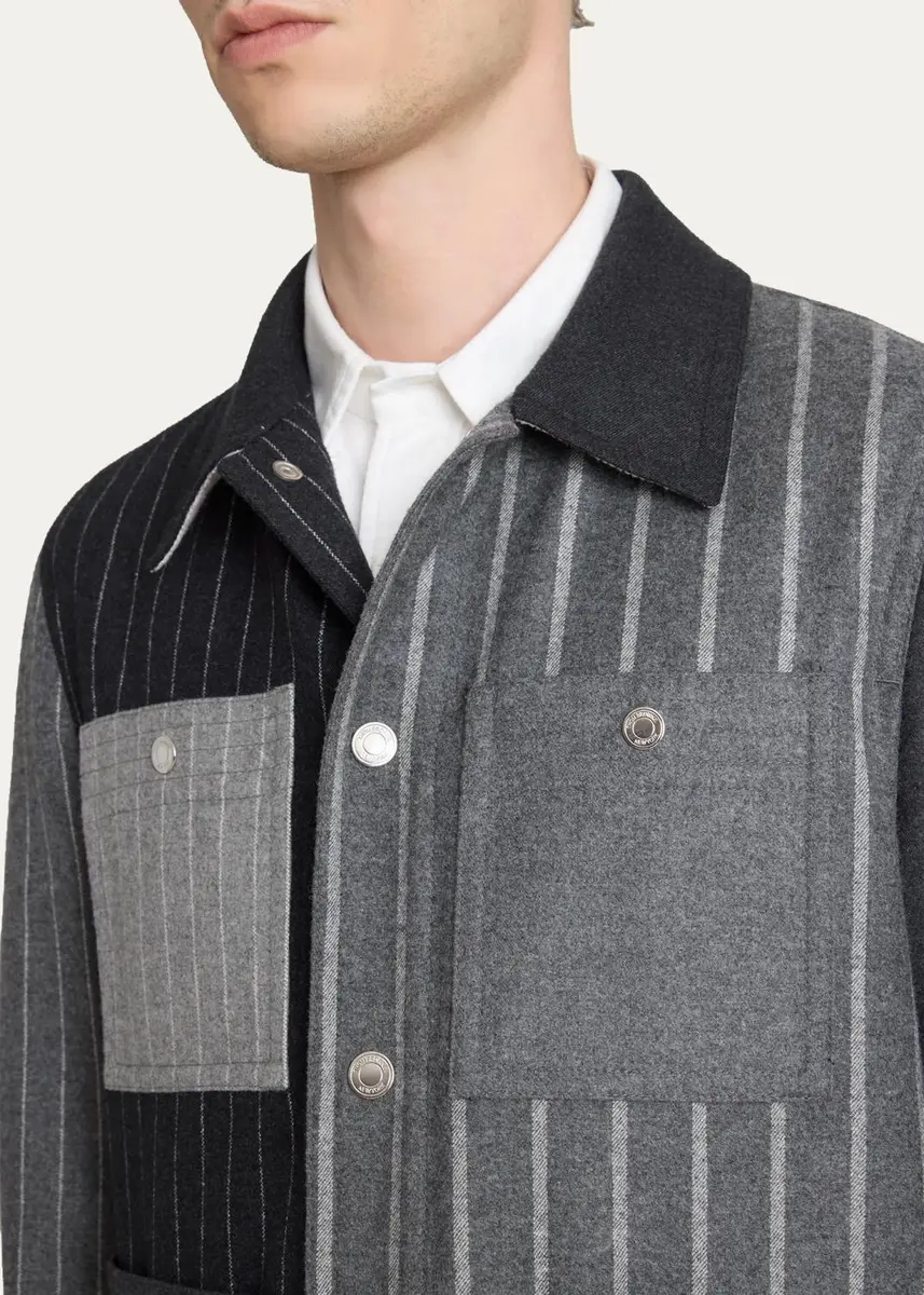 Thom Browne Men's Funmix Utility Patch-Pocket Shirt Jacket | Thumbnail 5 Thom Browne Men's Funmix Utility Patch-Pocket Shirt Jacket | Thumbnail 5
