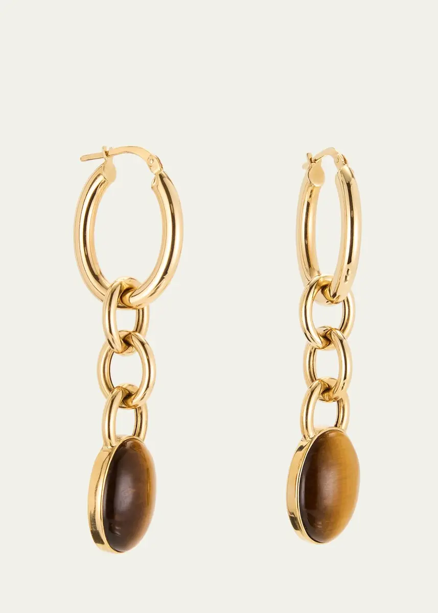 FARAONE MENNELLA by R.F.M.A.S. Mama 18K Yellow Gold Tiger's Eye Drop Earrings | Thumbnail 4
