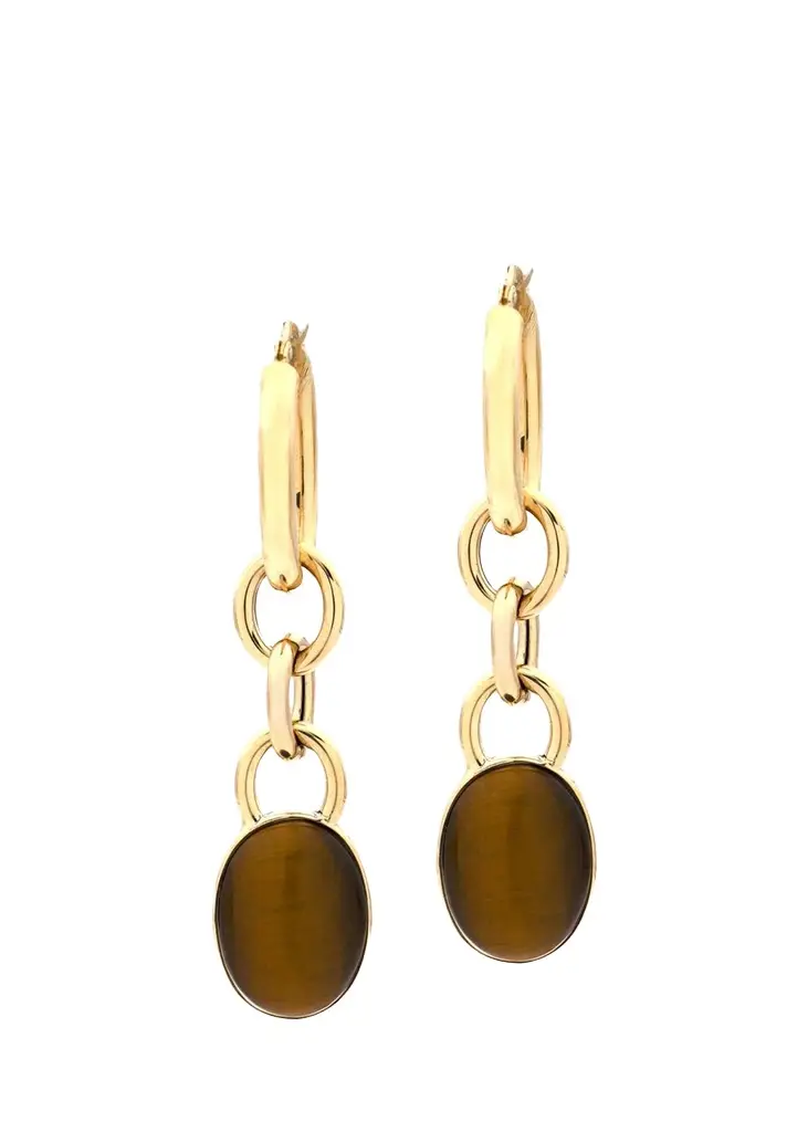Mama 18K Yellow Gold Tiger's Eye Drop Earrings Mama 18K Yellow Gold Tiger's Eye Drop Earrings