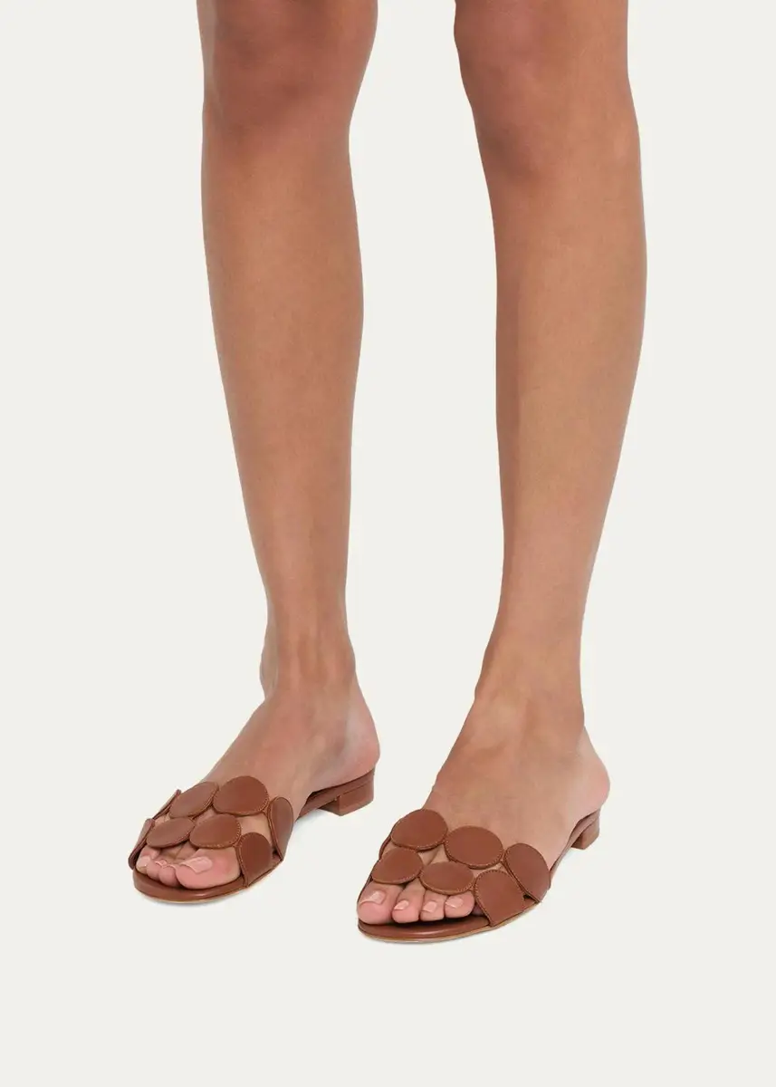 Manolo Blahnik Circle-Cut Leather Slide Sandals | Thumbnail 2