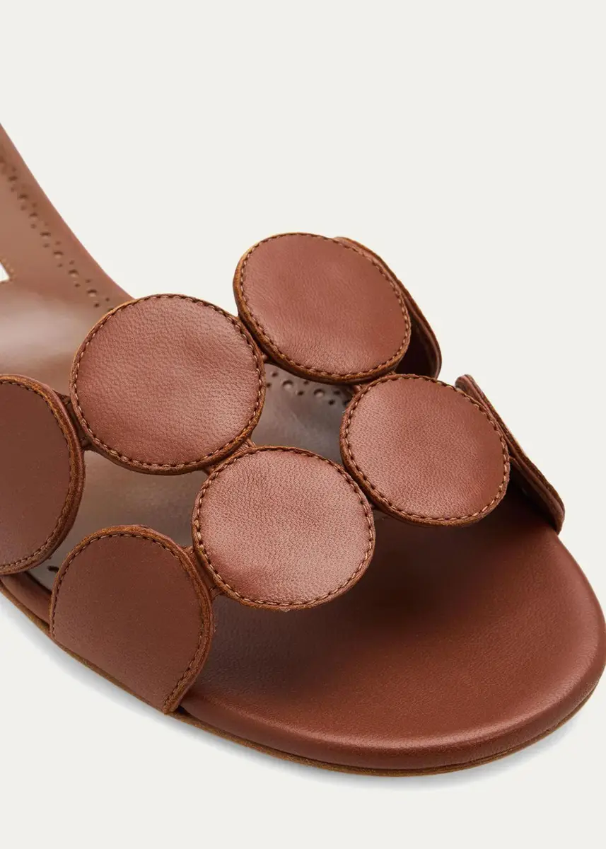 Manolo Blahnik Circle-Cut Leather Slide Sandals | Thumbnail 5