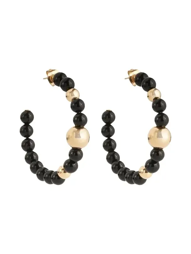 FARAONE MENNELLA by R.F.M.A.S. 18k Gold 6mm Black Onyx Hoop Earrings