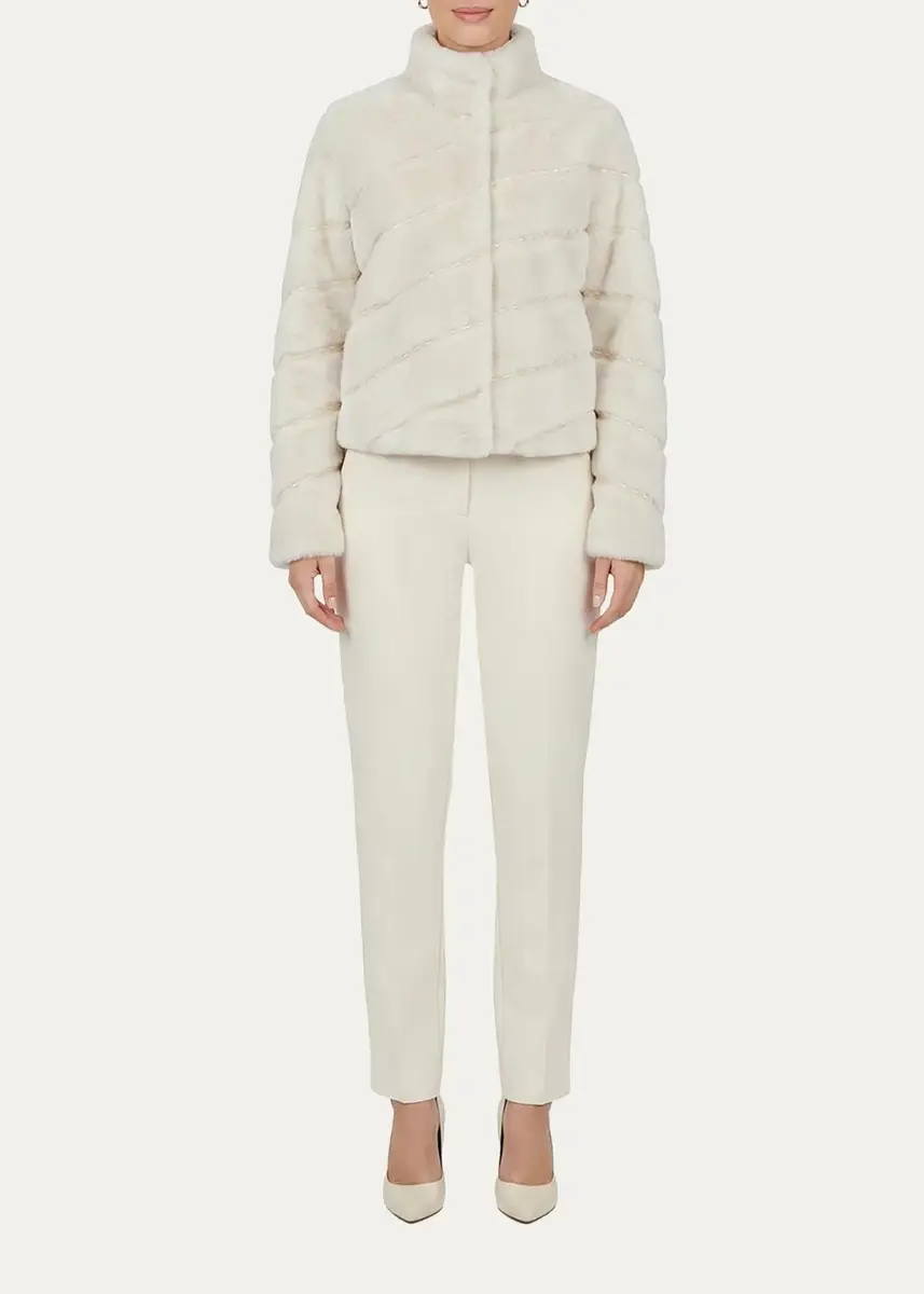 Gorski Diagonal Topstitched Merino Shearling Coat | Thumbnail 2