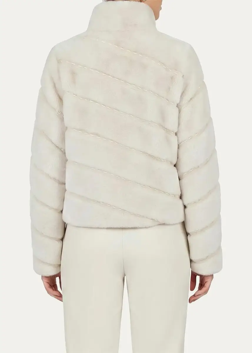 Gorski Diagonal Topstitched Merino Shearling Coat | Thumbnail 3