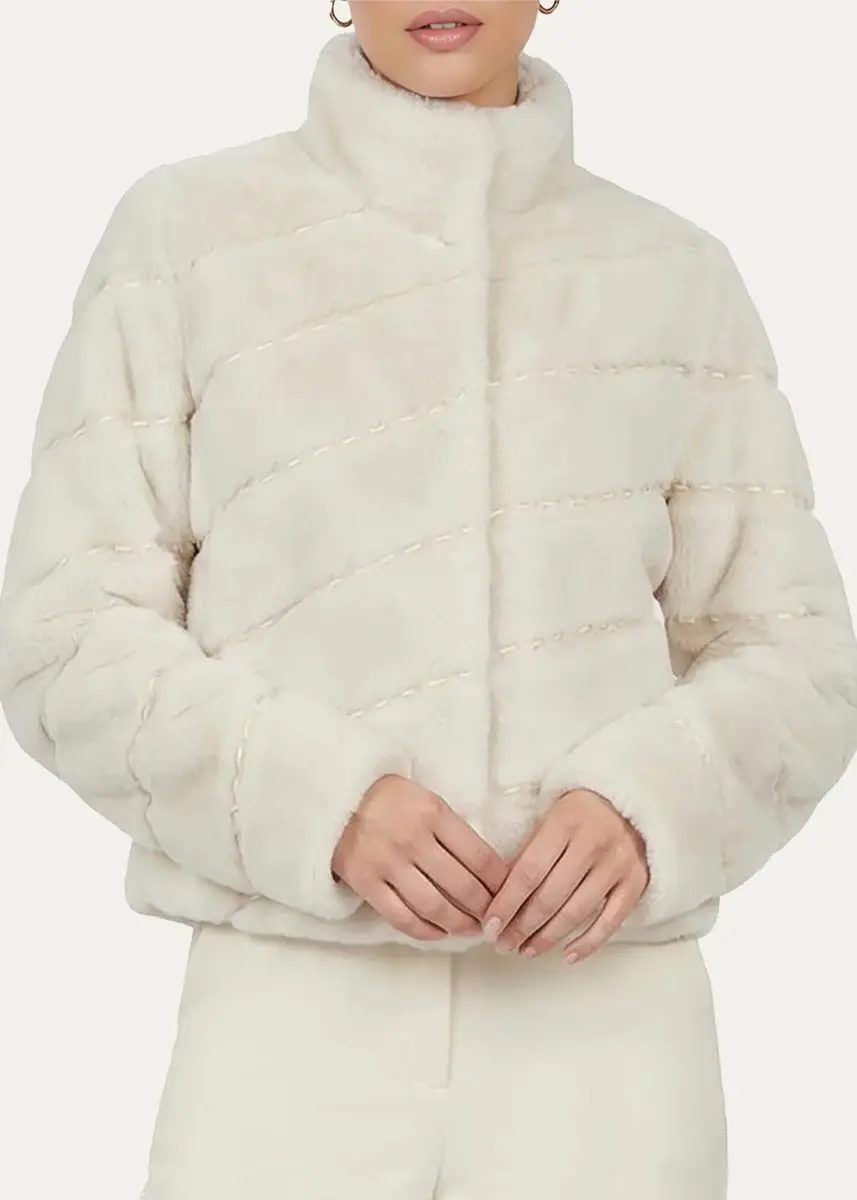 Gorski Diagonal Topstitched Merino Shearling Coat | Thumbnail 4