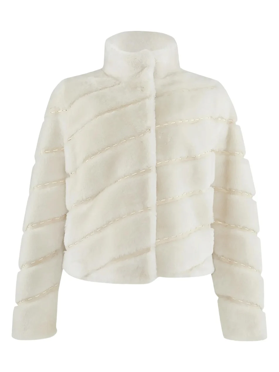 Diagonal Topstitched Merino Shearling Coat Diagonal Topstitched Merino Shearling Coat