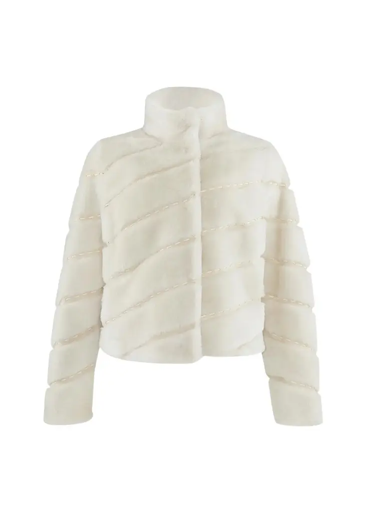 Diagonal Topstitched Merino Shearling Coat Diagonal Topstitched Merino Shearling Coat