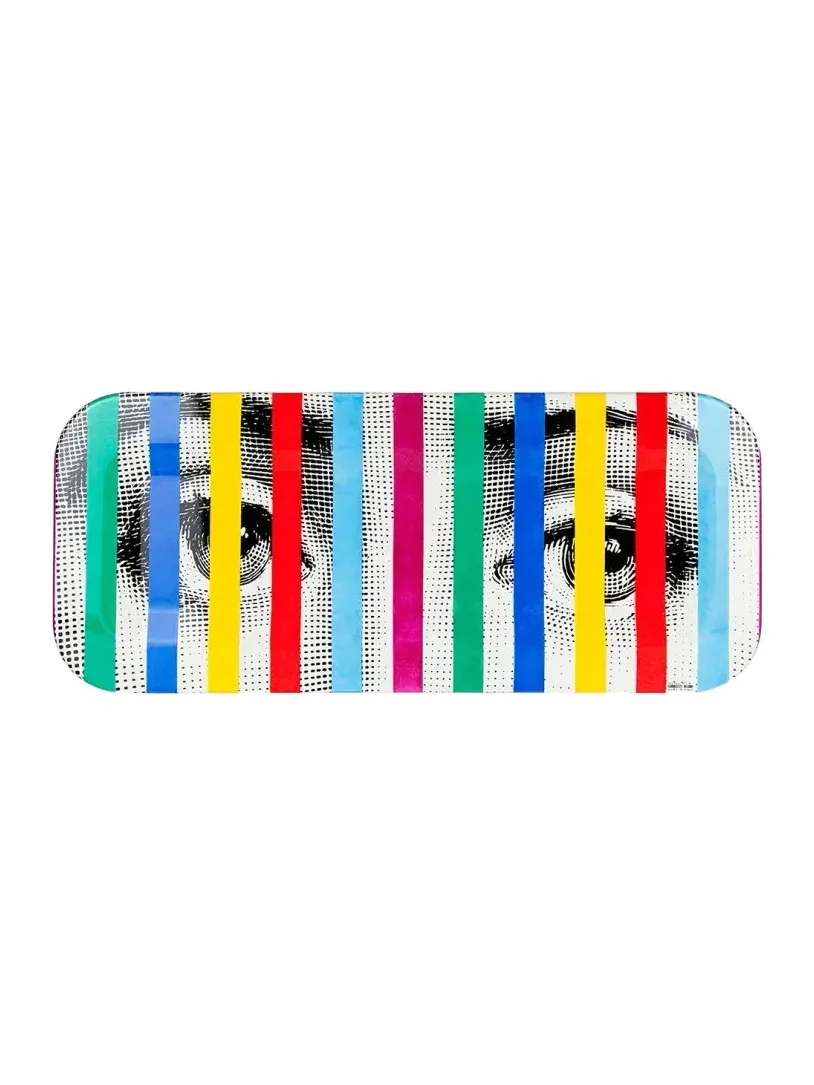 FORNASETTI Face Stripes Tray, 9.8" x 23.63"