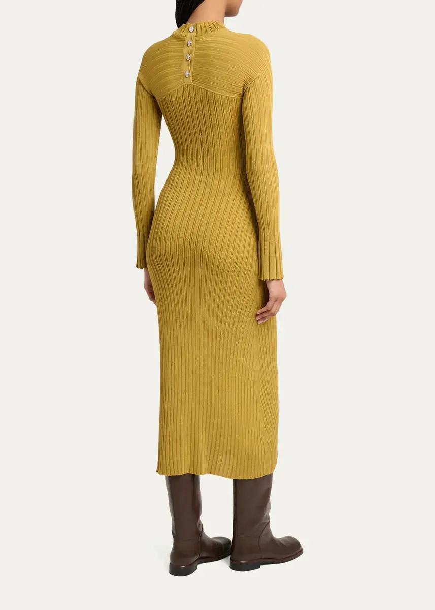 Proenza Schouler Roux Mock-Neck Long-Sleeve Rib Midi Dress | Thumbnail 3 Proenza Schouler Roux Mock-Neck Long-Sleeve Rib Midi Dress | Thumbnail 3