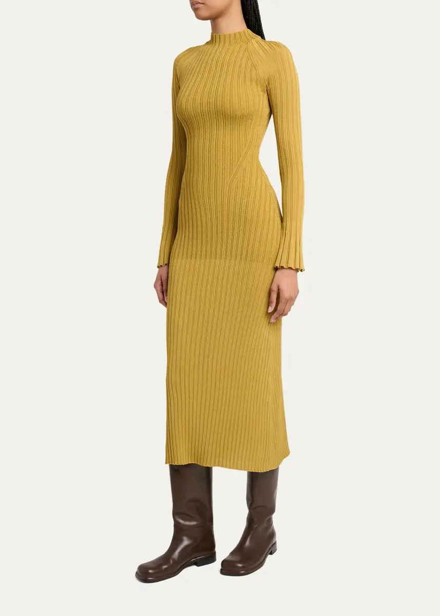 Proenza Schouler Roux Mock-Neck Long-Sleeve Rib Midi Dress | Thumbnail 4 Proenza Schouler Roux Mock-Neck Long-Sleeve Rib Midi Dress | Thumbnail 4