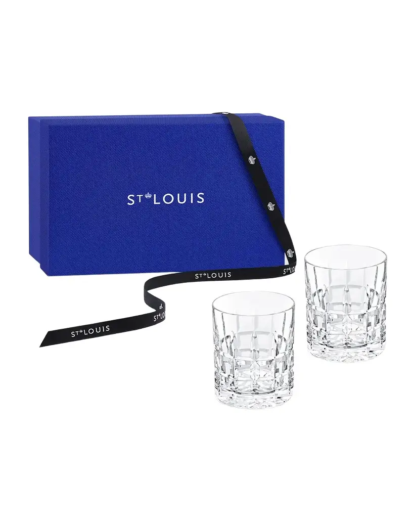 Saint Louis Crystal Manhattan Double Rock Glasses, Set of 2