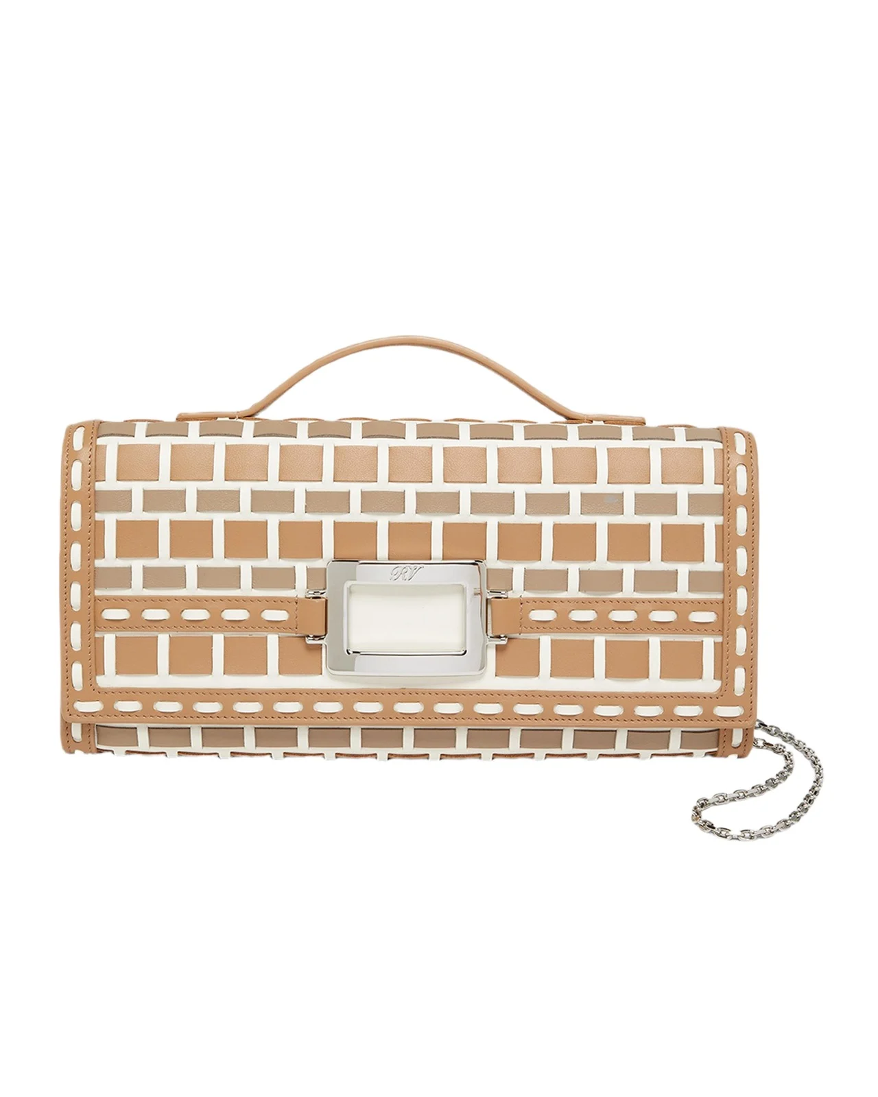 Roger Vivier Belle Vivier Leather-Woven Clutch Bag