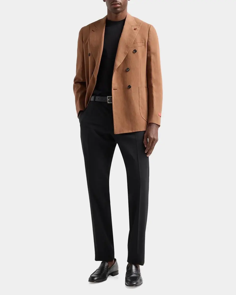 Isaia Men's Linen Double-Breasted Peak-Lapel Sport Coat | Thumbnail 2 Isaia Men's Linen Double-Breasted Peak-Lapel Sport Coat | Thumbnail 2
