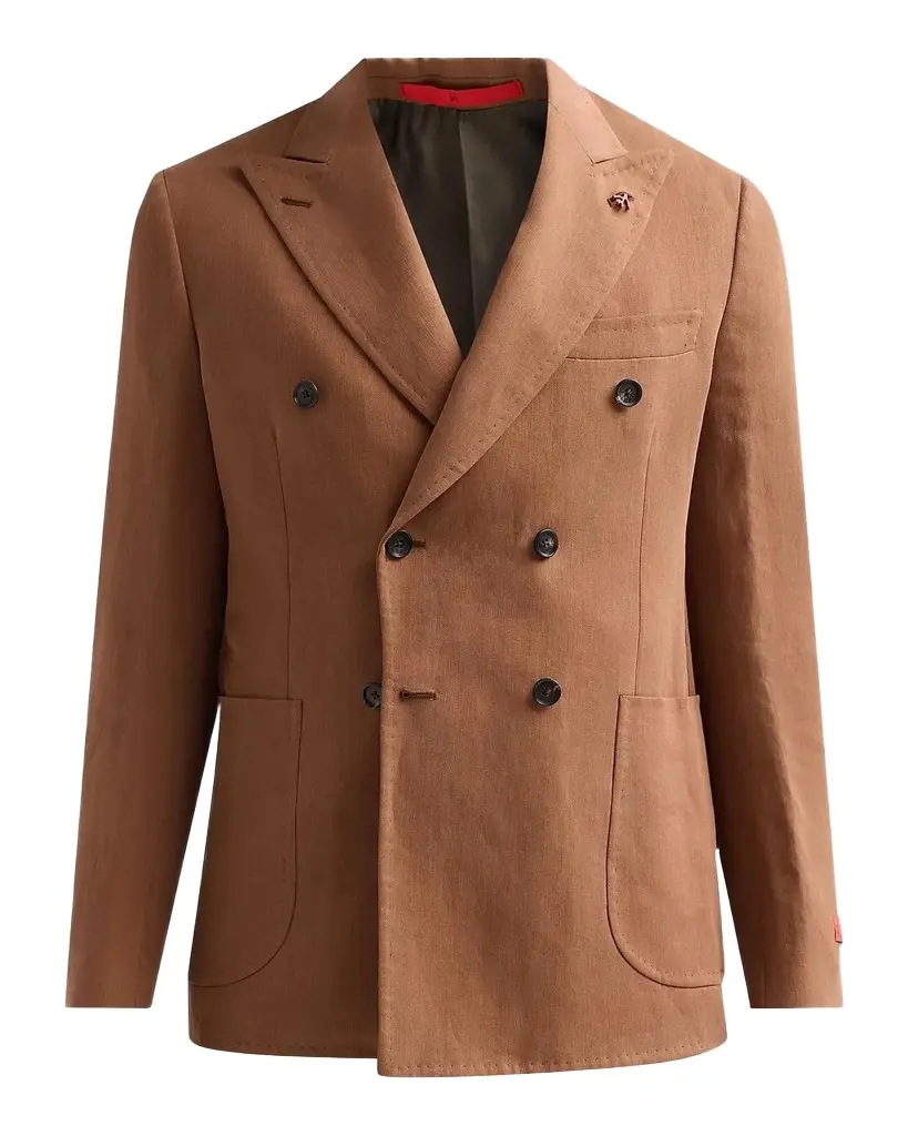Men's Linen Double-Breasted Peak-Lapel Sport Coat Men's Linen Double-Breasted Peak-Lapel Sport Coat