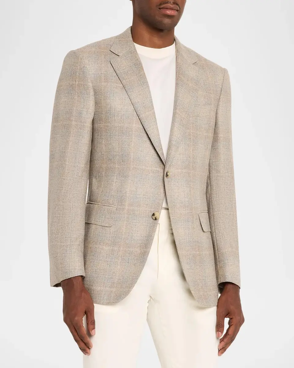 Canali Men's Cashmere-Blend Windowpane Plaid Sport Coat | Thumbnail 4 Canali Men's Cashmere-Blend Windowpane Plaid Sport Coat | Thumbnail 4