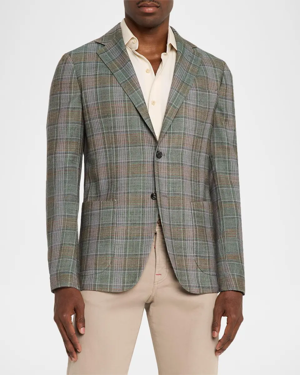 Sartorio Men's Plaid Wool-Blend Single-Breasted Sport Coat | Thumbnail 4 Sartorio Men's Plaid Wool-Blend Single-Breasted Sport Coat | Thumbnail 4