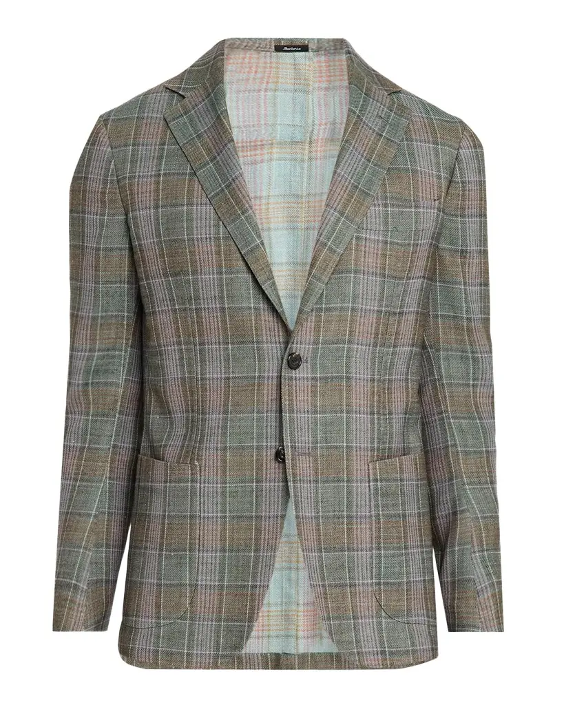 Men's Plaid Wool-Blend Single-Breasted Sport Coat Men's Plaid Wool-Blend Single-Breasted Sport Coat