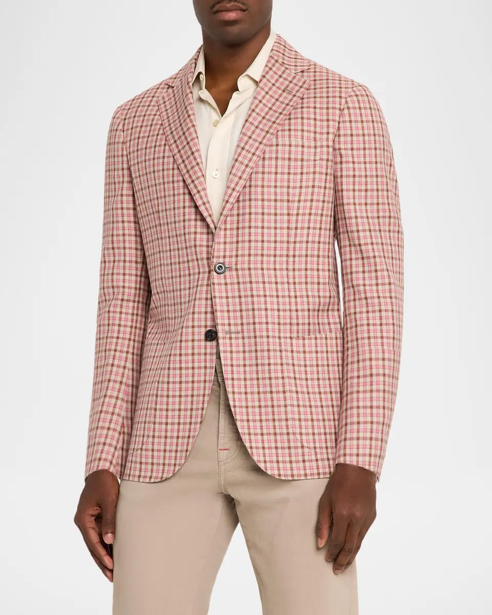 Sartorio Men's Micro-Check Wool & Silk Two-Button Sport Coat | Thumbnail 4 Sartorio Men's Micro-Check Wool & Silk Two-Button Sport Coat | Thumbnail 4