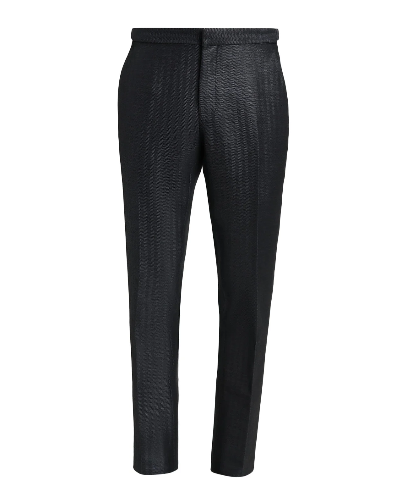Men's Herringbone Flat-Front Trousers