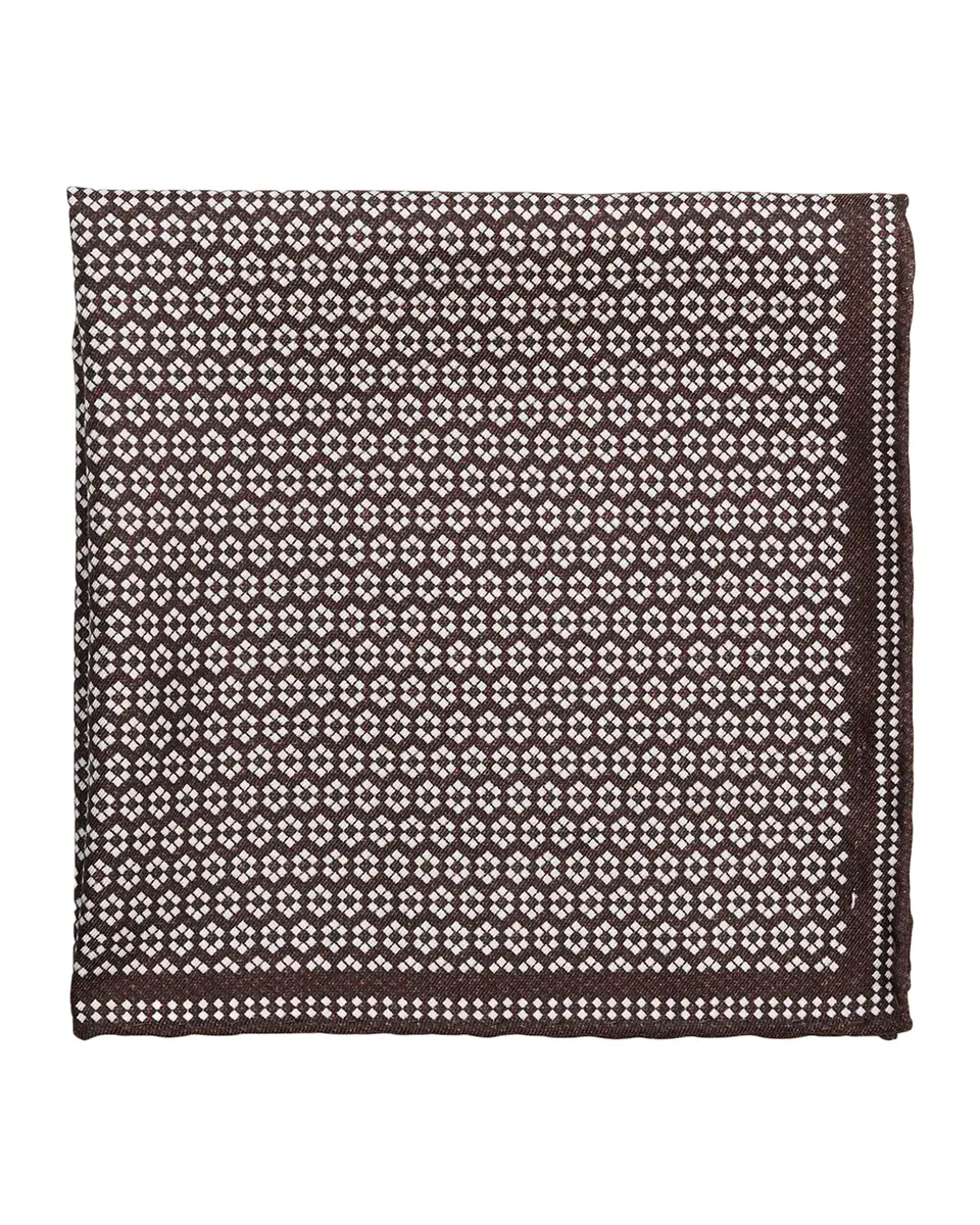 Brunello Cucinelli Men's Micro-Hexagon Silk Pocket Square | Thumbnail 2 Brunello Cucinelli Men's Micro-Hexagon Silk Pocket Square | Thumbnail 2