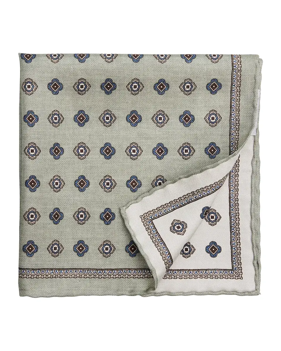 Brunello Cucinelli Men's Silk Medallion Pocket Square | Thumbnail 2 Brunello Cucinelli Men's Silk Medallion Pocket Square | Thumbnail 2