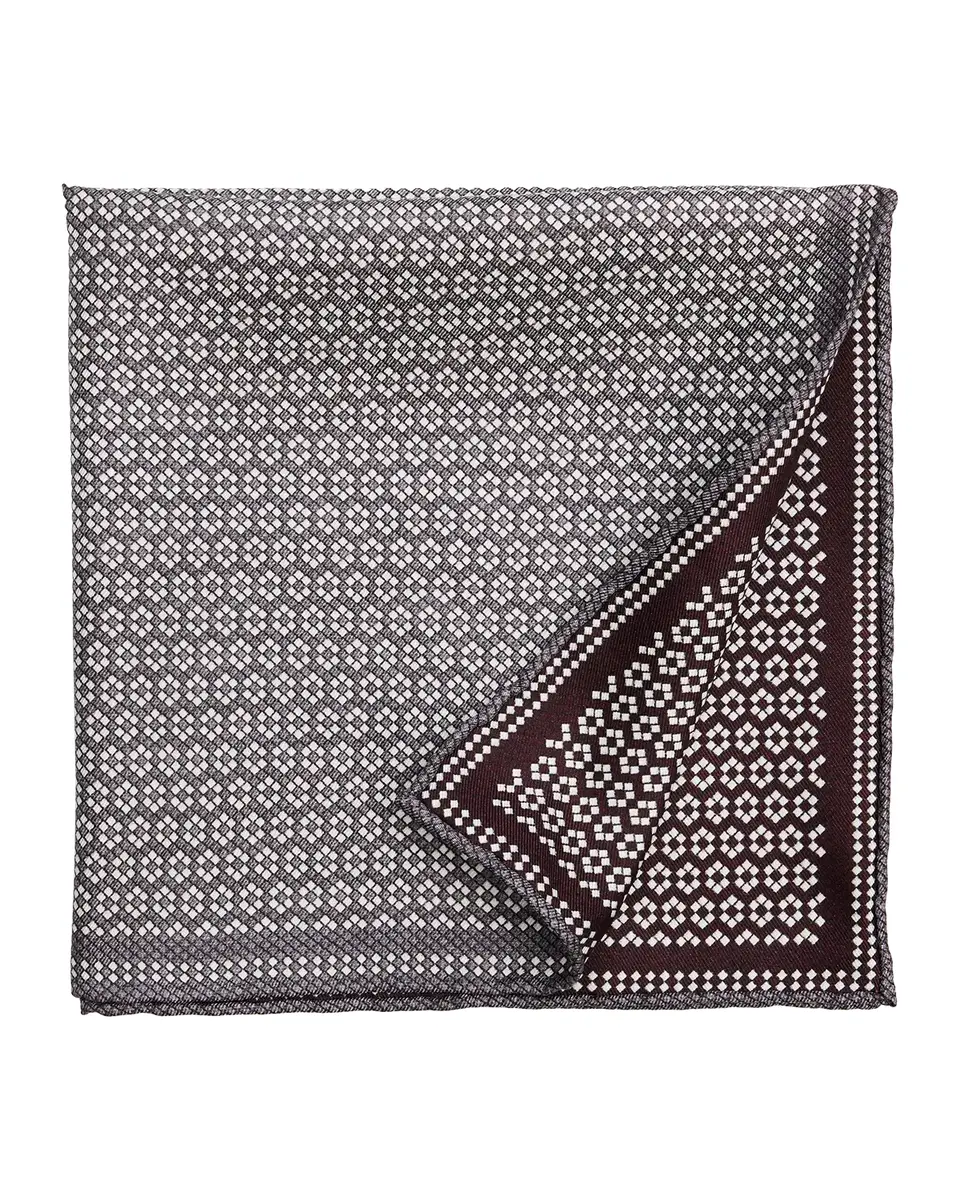 Brunello Cucinelli Men's Micro-Hexagon Silk Pocket Square | Thumbnail 2 Brunello Cucinelli Men's Micro-Hexagon Silk Pocket Square | Thumbnail 2