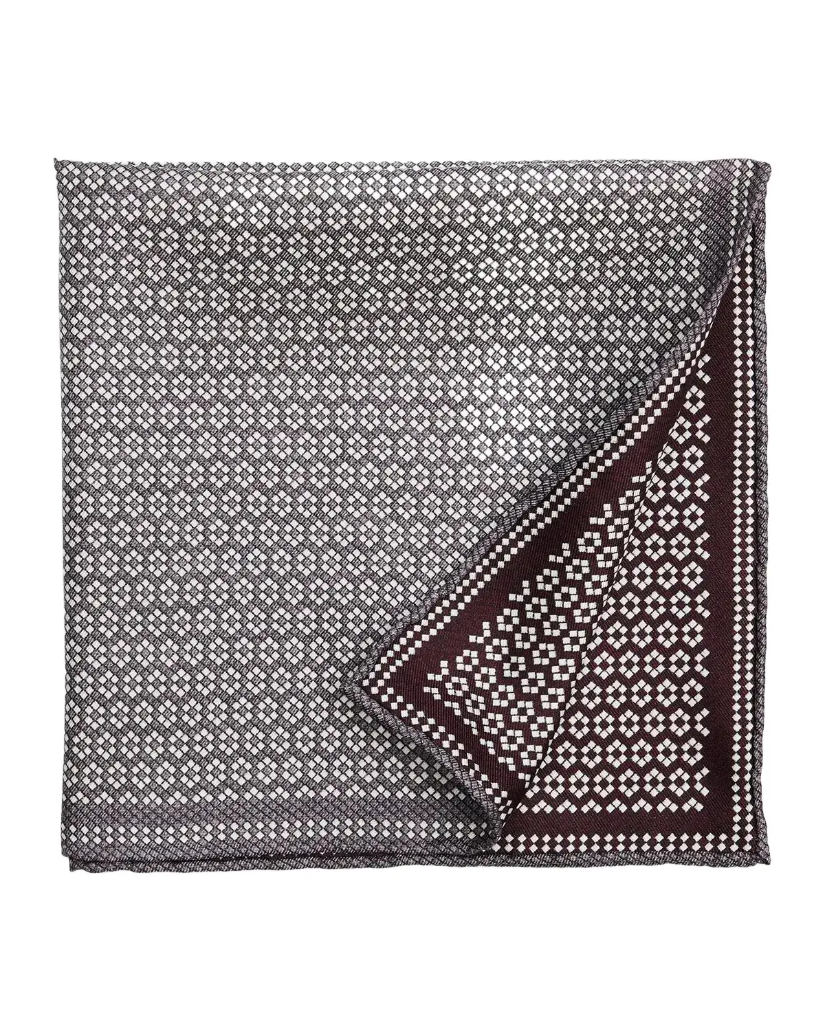 Brunello Cucinelli Men's Micro-Hexagon Silk Pocket Square