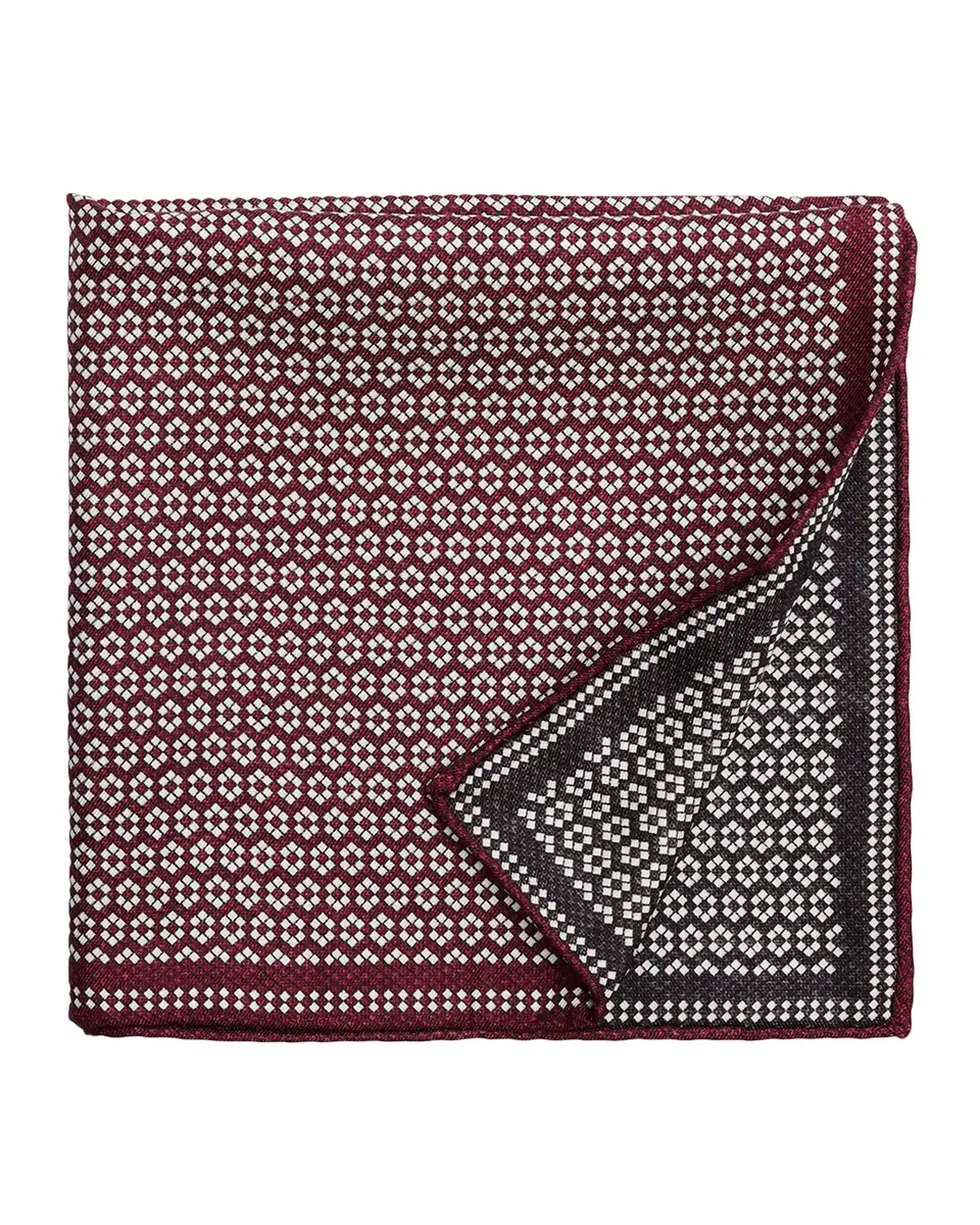 Brunello Cucinelli Men's Micro-Hexagon Silk Pocket Square | Thumbnail 2 Brunello Cucinelli Men's Micro-Hexagon Silk Pocket Square | Thumbnail 2