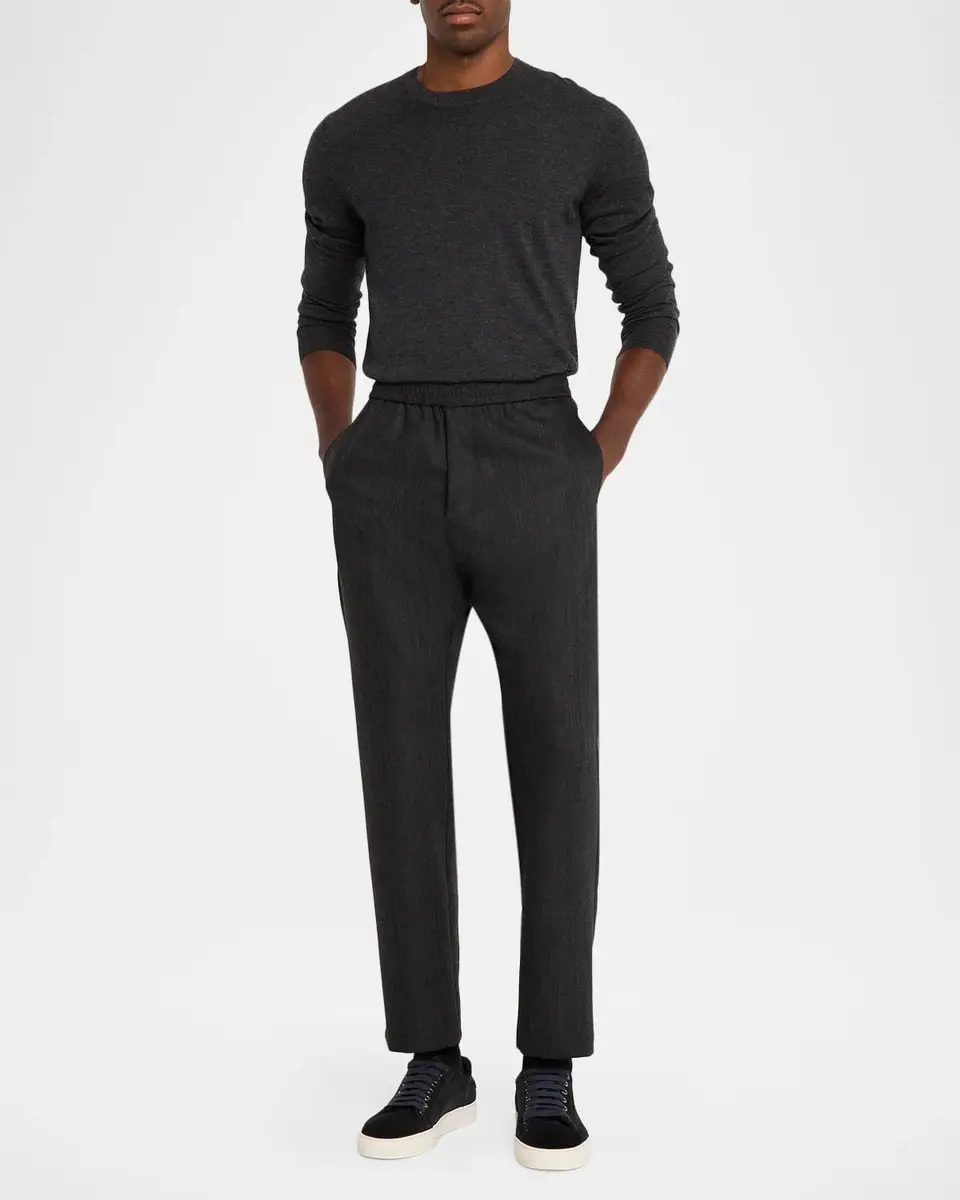 Barena Men's Flecked Flannel Stretch Pull-On Trousers | Thumbnail 2