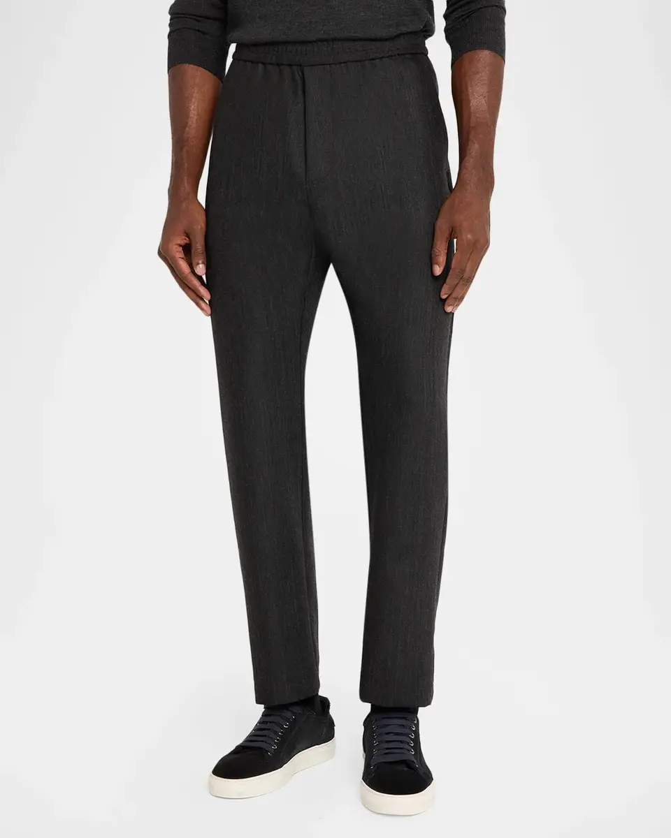 Barena Men's Flecked Flannel Stretch Pull-On Trousers | Thumbnail 4