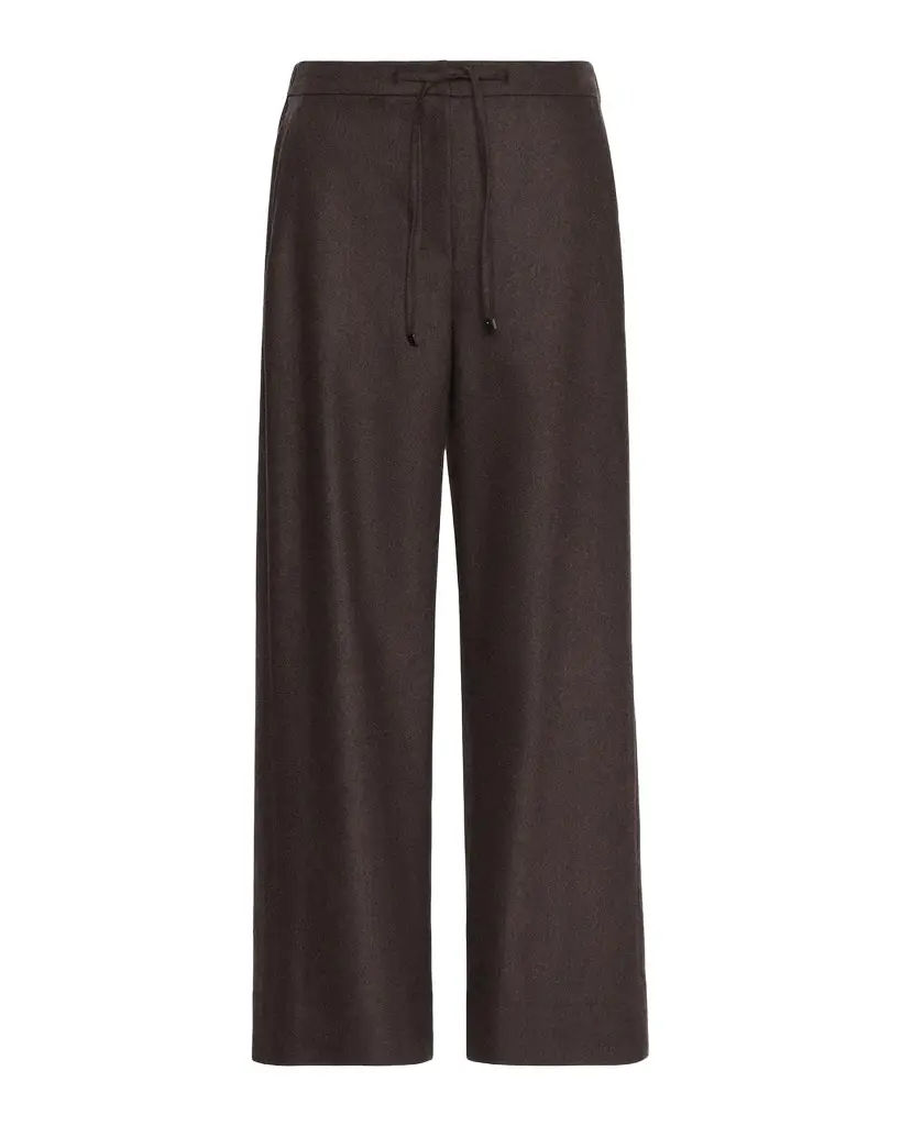 Max Mara Floria Wool Straight-Leg Ankle Drawstring Pants